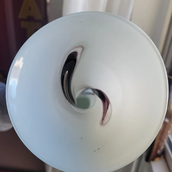 Large White and Black Swirl Glass Vase Black Clear Glass White 16.5" Tall Approx - Picture 8 of 14